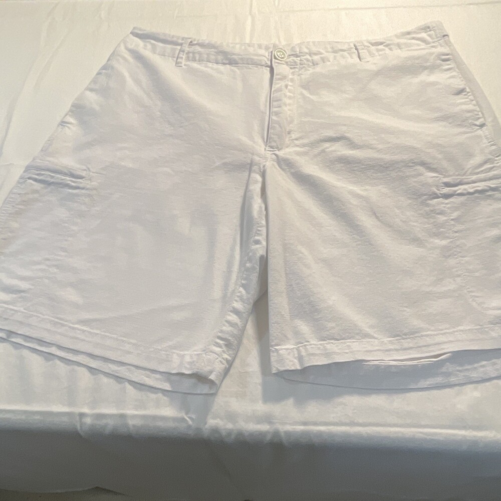 Tasso Elba Men's White Cotton Flat Front Shorts Regular Fit Summer